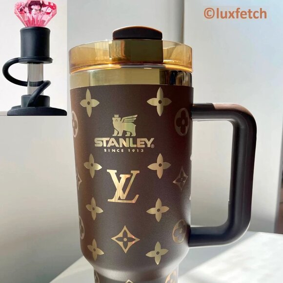 New Chocolate Brown Stanley LV Tumbler w/ Pink Bonus Gem & Boot Sleeve - Picture 1 of 7